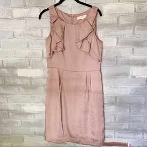 Loft | Ruffle Dusty Rose Sleeveless Dress Size 6